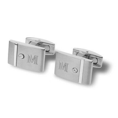 Stainless Steel Polished Texture Black CZ Cubic Zirconia Cuff Links Stainless Steel Polished Texture Black CZ Cubic Zirconia Cuff Links