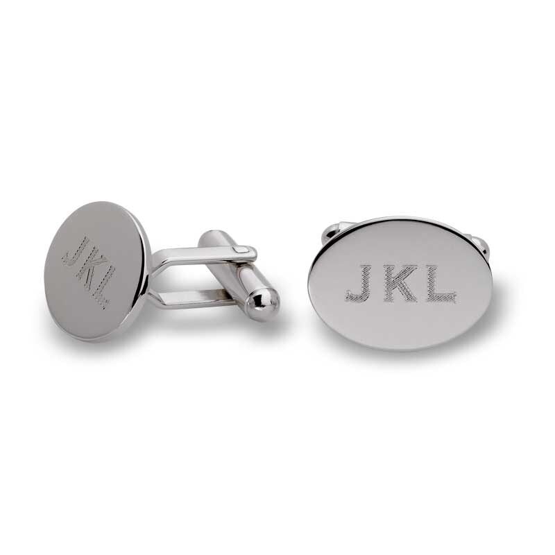 Men's Oval Cuff Links in Sterling Silver (14 Initials) Zales