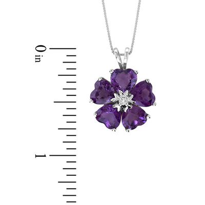 GORGEOUS 18K WHITE GOLD PLATED GENUINE PURPLE CUBIC ZIRCONIA FLOWER NECKLACE 