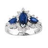 Thumbnail Image 0 of Marquise-Cut Blue Sapphire and 1/2 CT. T.W. Diamond Three Stone Ring in 14K White Gold