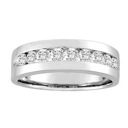 Men s 1 CT. T.W. Diamond Wedding Band in 14K White Gold I SI2
