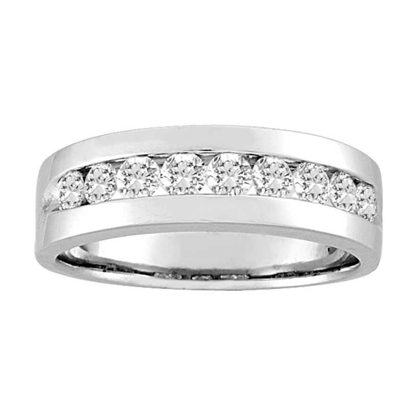 Main Image 1 of Men's 3/4 CT. T.W. Diamond Wedding Band in 14K White Gold (I/SI2)