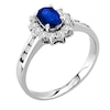 Thumbnail Image 1 of Oval Blue Sapphire and 1/4 CT. T.W. Diamond Ring in 14K White Gold