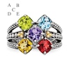 Thumbnail Image 1 of Mother's Cushion-Cut Simulated Birthstone Ring in Sterling Silver and 14K Gold (5 Stones)
