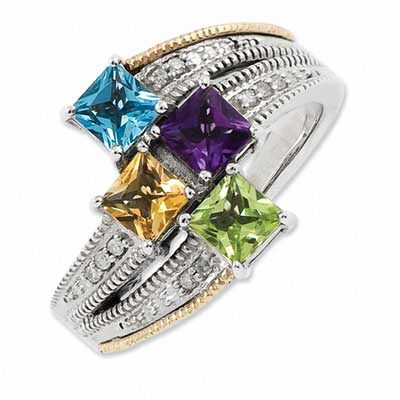 RYLOS Rings for Women 14K Gold Plated Silver Ring Classic Style Birthstone Ring 6X4MM Gemstone & Diamonds Jewelry for Women Sterling Silver Rings for Women Diamond Rings for Women Size 5,6,7,8,9,10