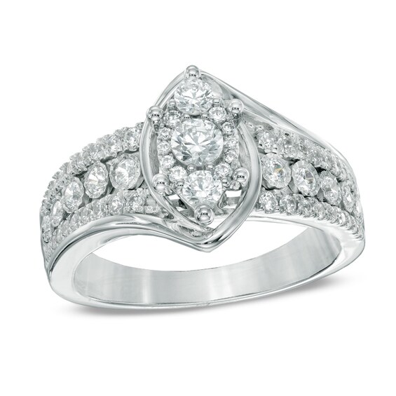 3/4 CT. T.w. Diamond Marquise Cluster Engagement Ring in 10K White Gold