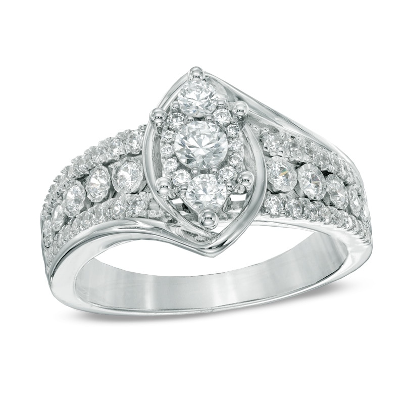 3/4 CT. T.W. Diamond Marquise Cluster Engagement Ring in 10K White Gold