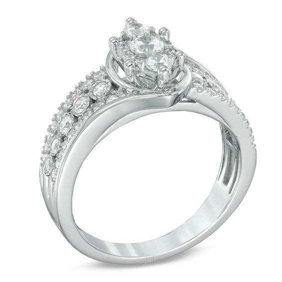 3/4 CT. T.w. Diamond Marquise Cluster Engagement Ring in 10K White Gold