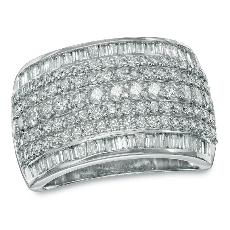 Main Image 1 of 1-1/2 CT. T.W. Diamond Multi-Row Anniversary Band in 10K White Gold