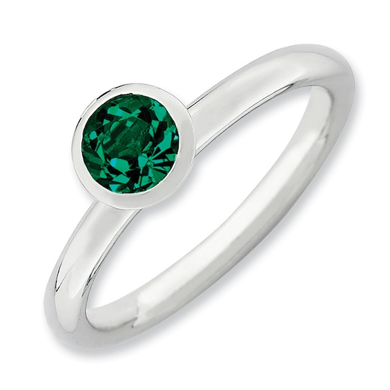 Stackable Expressions⢠Green Crystal May Birthstone Ring in Sterling Silver