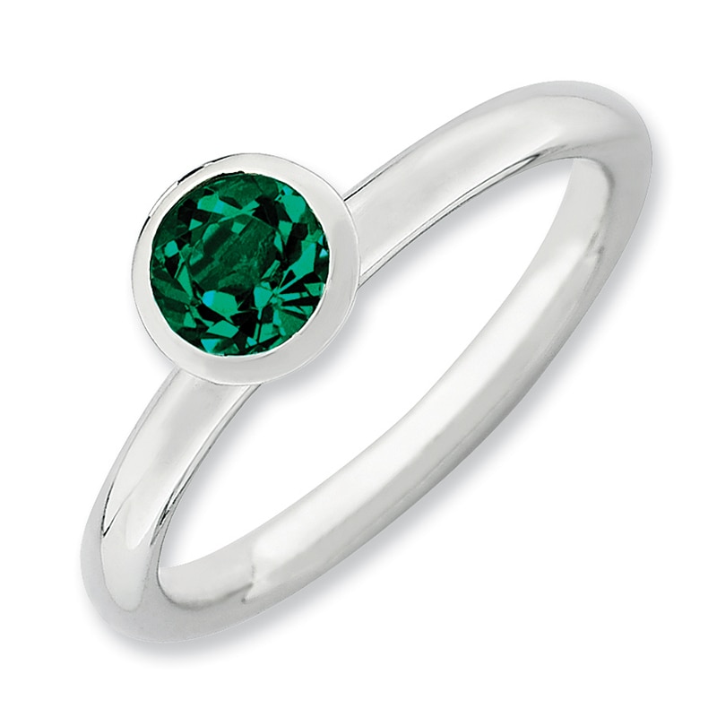 Main Image 1 of Stackable Expressions™ Green Crystal May Birthstone Ring in Sterling Silver