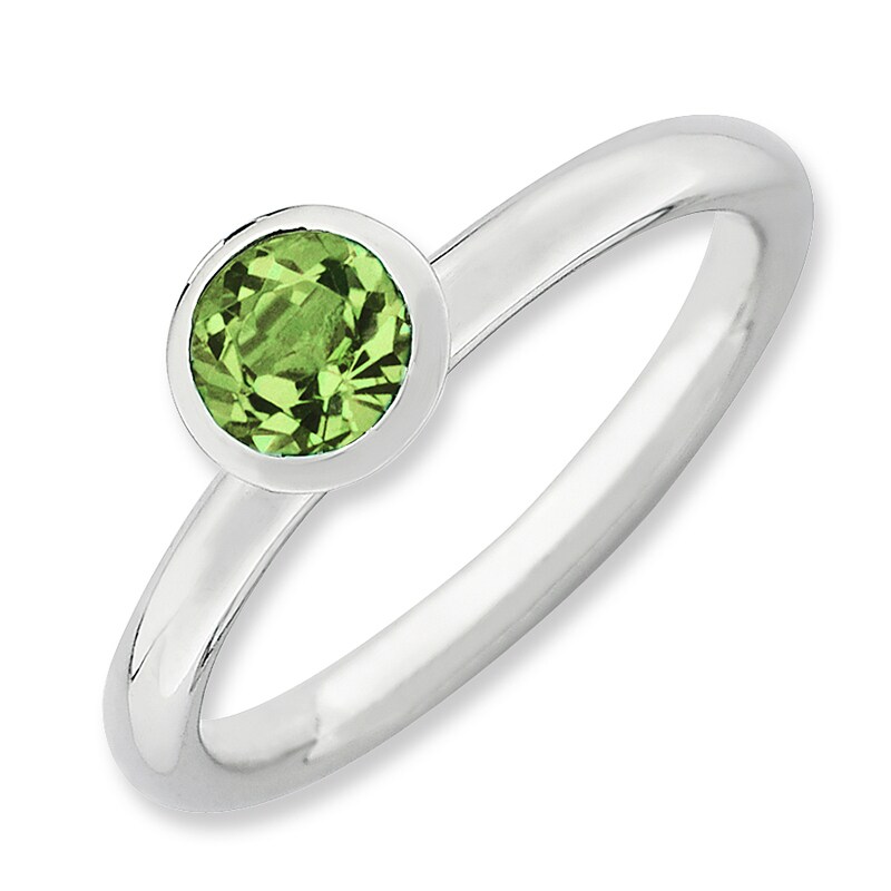 Main Image 1 of Stackable Expressions™ Light Green Crystal August Birthstone Ring in Sterling Silver