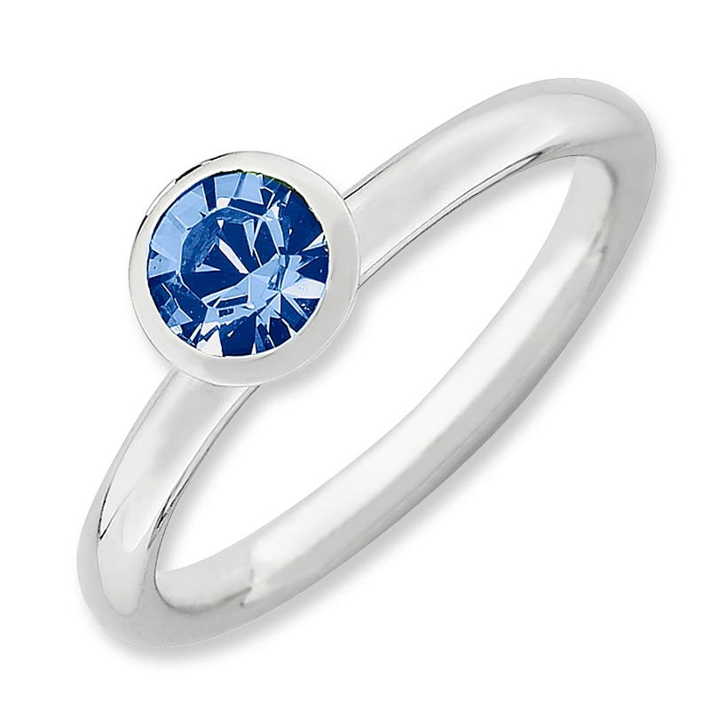 Main Image 1 of Stackable Expressions™ Blue Crystal September Birthstone Ring in Sterling Silver