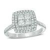 Thumbnail Image 0 of 1 CT. T.W. Princess-Cut Quad Diamond Double Frame Engagement Ring in 14K White Gold