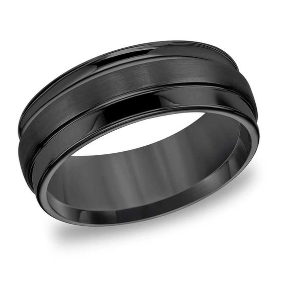 Triton Men s 8 0mm Comfort Fit Black Tungsten  Wedding  Band  