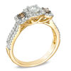 Thumbnail Image 1 of 1 CT. T.W. Champagne and White Diamond Three Stone Ring in 14K Gold