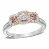 Thumbnail Image 1 of 3/4 CT. T.W. Champagne and White Diamond Three Stone Ring in 14K Two-Tone Gold