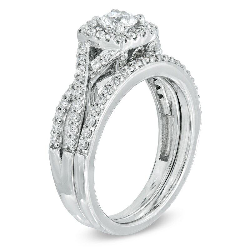 Celebration Ideal 1 CT. T.W. Diamond Frame Bridal Set in 14K White Gold (I/I1)