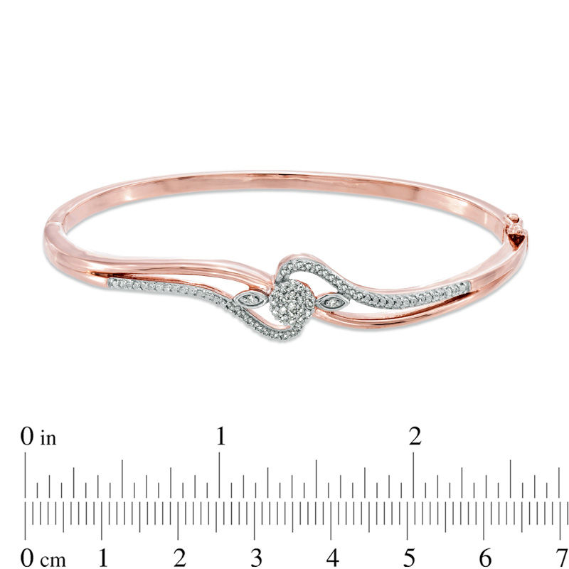 1/4 CT. T.W. Diamond Cluster Bangle in Sterling Silver and 14K Rose Gold Plate