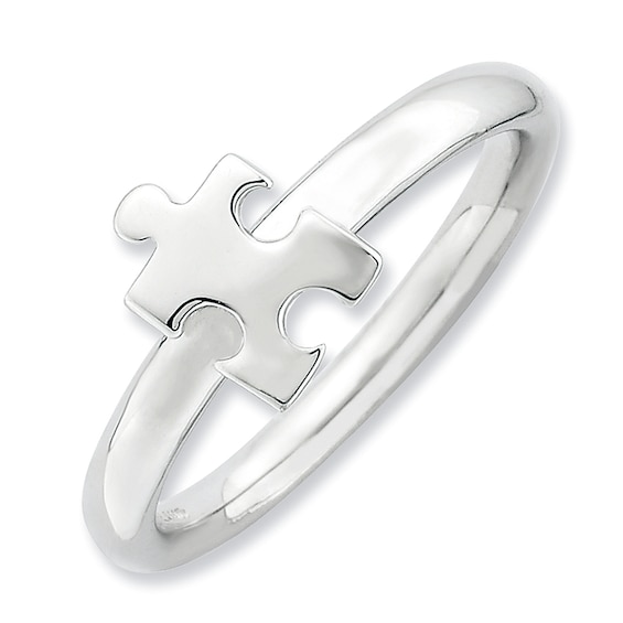 Stackable Expressionsâ¢ Autism Awareness Puzzle Piece Ring Sterling Silver