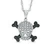 Thumbnail Image 1 of Enhanced Black and White Diamond Accent Skull with Crossbones Pendant in Sterling Silver