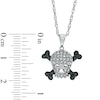 Thumbnail Image 2 of Enhanced Black and White Diamond Accent Skull with Crossbones Pendant in Sterling Silver
