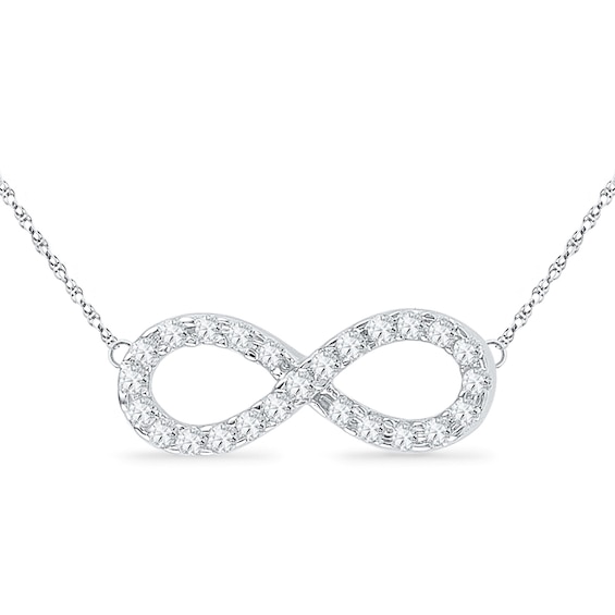 1/5 CT. T.w. Diamond Sideways Infinity Pendant in 10K White Gold