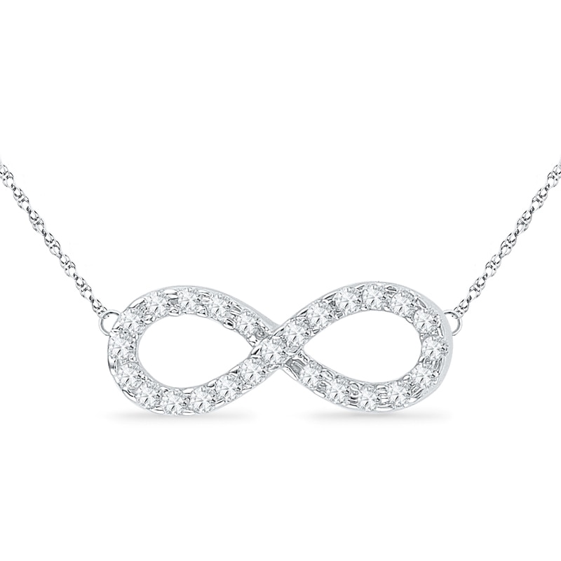 1/5 CT. T.W. Diamond Sideways Infinity Pendant in 10K White Gold