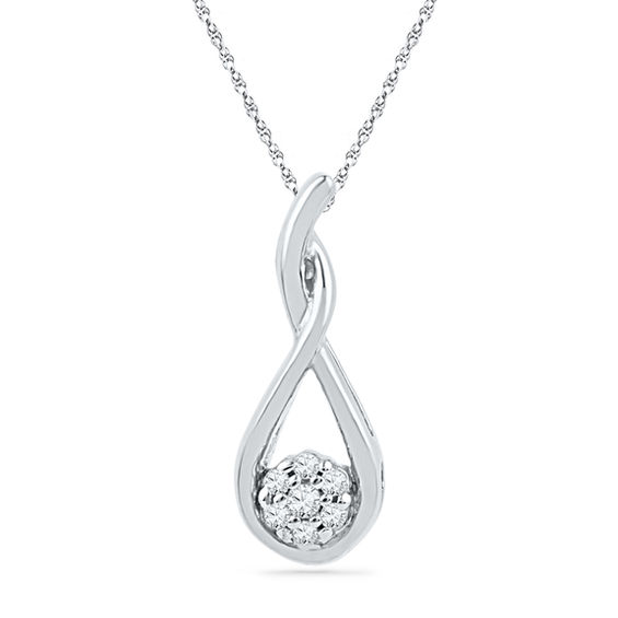 Diamond Accent Cer Twisted Teardrop Pendant In 10k White Gold Diamond Accent Cer Twisted Teardrop Pendant In 10k White Gold