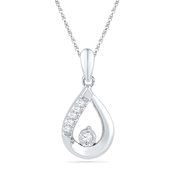 1/15 CT. T.w. Diamond Teardrop Pendant in 10K White Gold