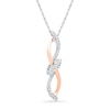 Thumbnail Image 1 of 1/15 CT. T.W. Diamond Infinity with Knot Pendant in Sterling Silver and 10K Rose Gold