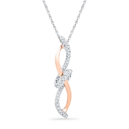 1/15 CT. T.W. Diamond Infinity with Knot Pendant in Sterling Silver and 10K Rose Gold