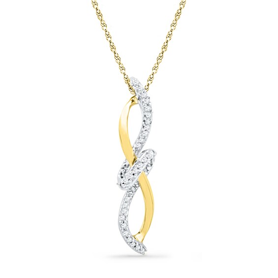 1/10 CT. T.w. Diamond Infinity with Knot Pendant in Sterling Silver and 10K Gold