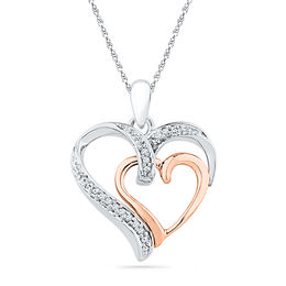 T.W. Diamond Rose and Heart Pendant 