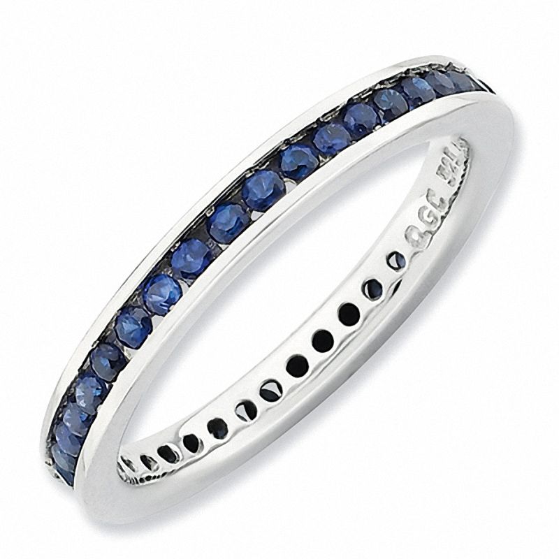 Zales Stackable Expressions Lab Created Blue Sapphire Eternity Band in Sterling Silver