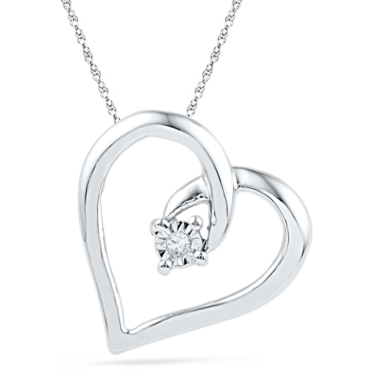 Main Image 1 of Diamond Accent Looping Heart Pendant in 10K White Gold