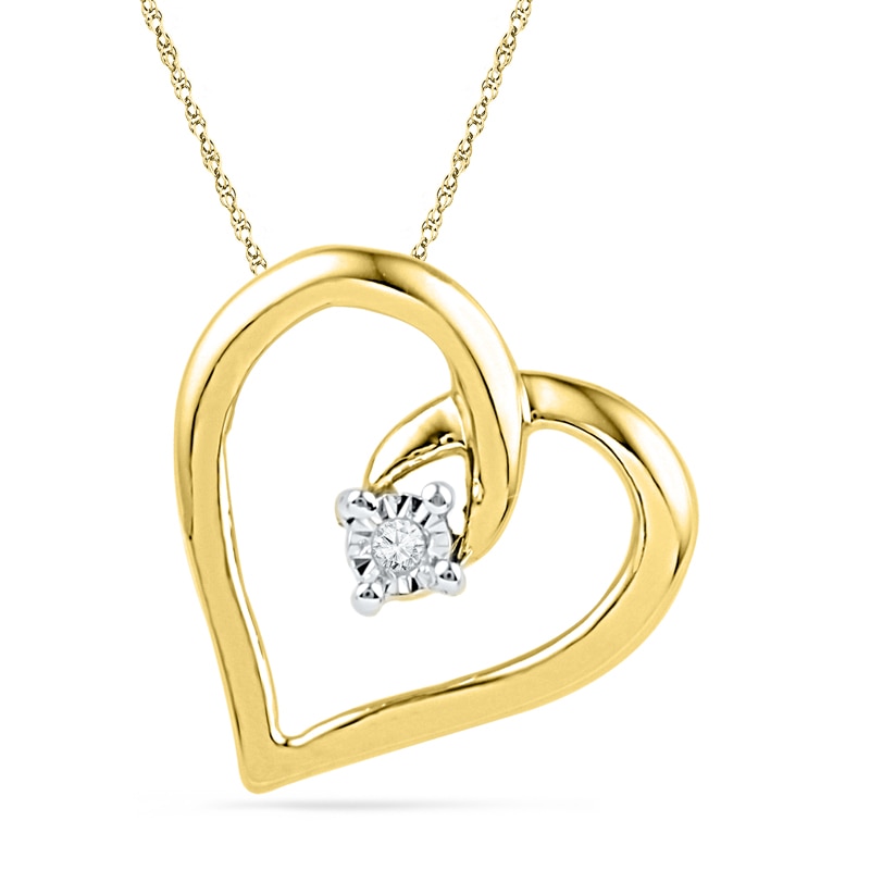 Main Image 1 of Diamond Accent Looping Heart Pendant in 10K Gold