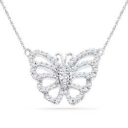 1/5 CT. T.W. Diamond Butterfly Necklace in Sterling Silver