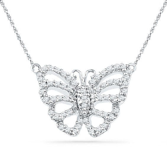 1/5 CT. T.w. Diamond Butterfly Necklace in Sterling Silver