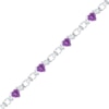 Thumbnail Image 0 of 5.0mm Heart-Shaped Amethyst and Lab-Created White Sapphire Bracelet in Sterling Silver - 7.5"