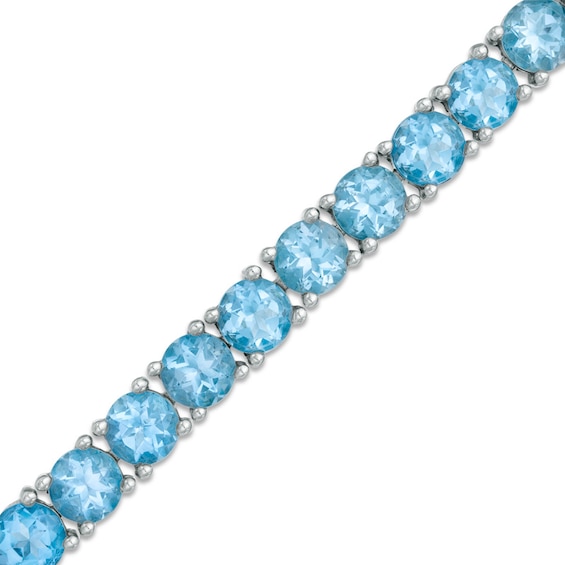 Blue Topaz Tennis Bracelet in Sterling Silver - 7.5