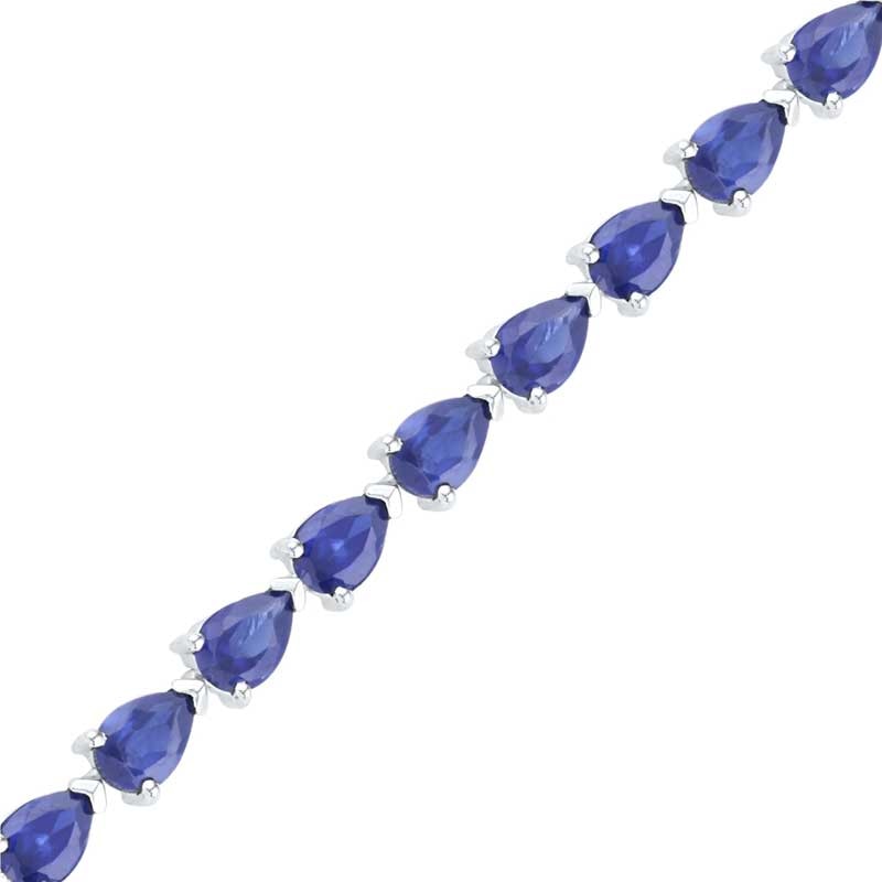 Pear-Shaped Lab-Created Blue Sapphire Tennis Bracelet in Sterling ...
