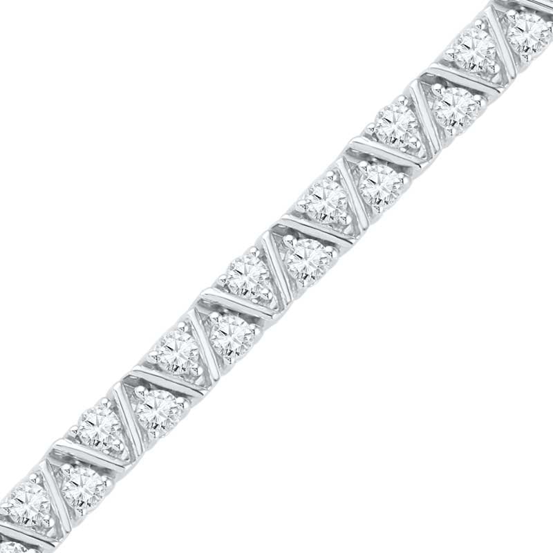 Lab-Created White Sapphire Bracelet in Sterling Silver - 7.5"