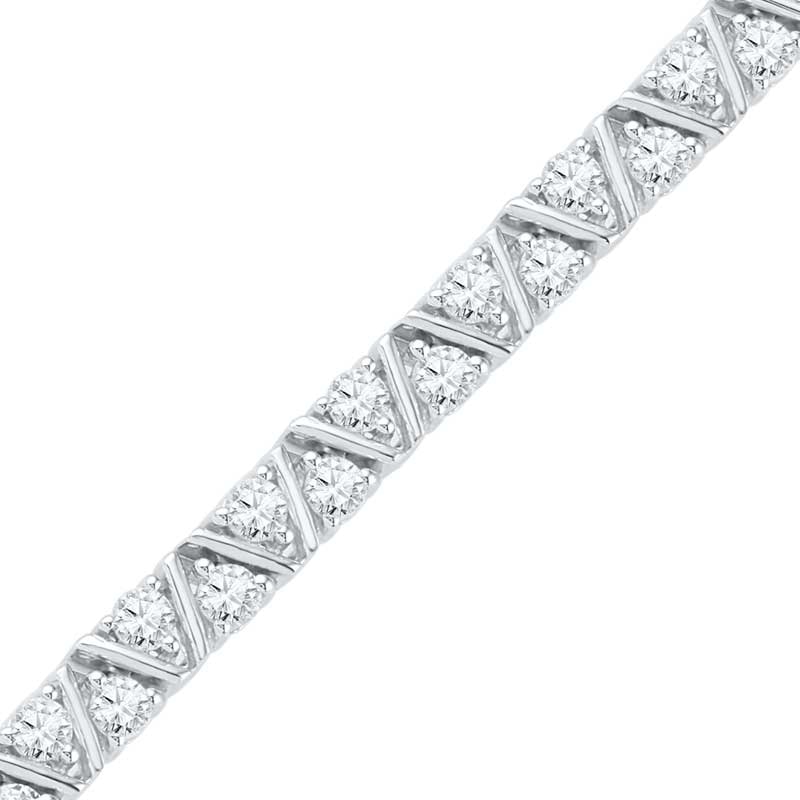 Main Image 1 of Lab-Created White Sapphire Bracelet in Sterling Silver - 7.5"