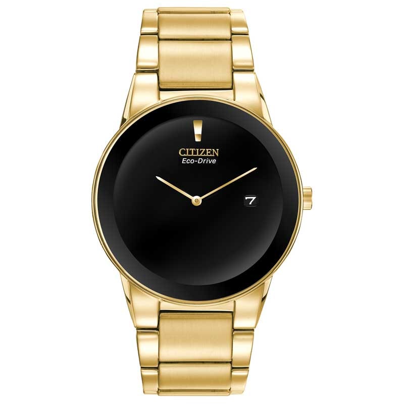 Men's Citizen Eco-Drive® Axiom Gold-Tone Watch with Black Dial (Model: AU1062-56E)