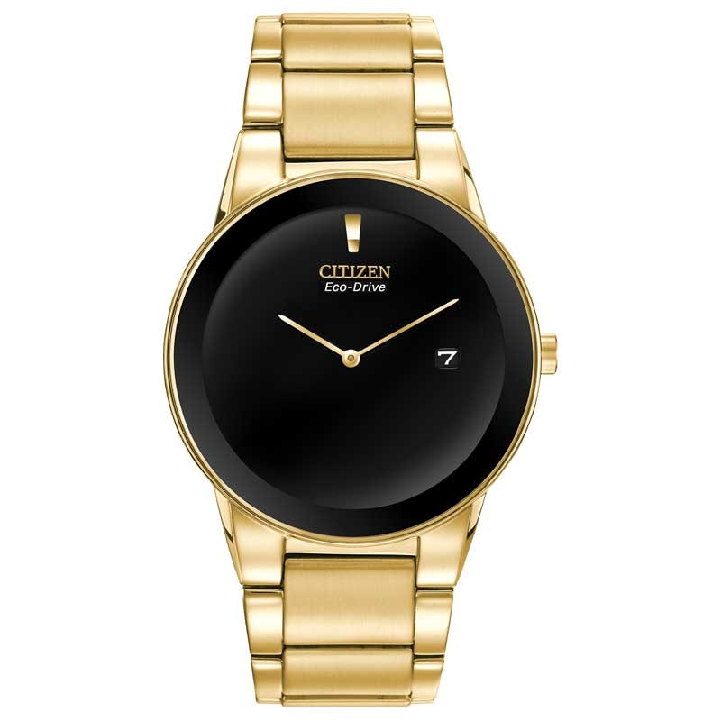 Main Image 1 of Men's Citizen Eco-Drive® Axiom Gold-Tone Watch with Black Dial (Model: AU1062-56E)