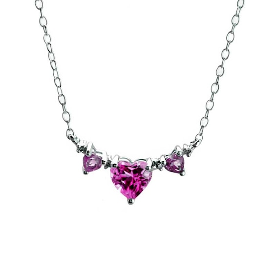 Heart-Shaped Lab-Created Pink Sapphire and Diamond Accent ...