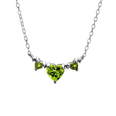 Heart Shaped Peridot And Diamond Accent Three Stone Necklace In Sterling Silver Zales - Heart Shaped Stone Pendant Heart Shaped Peridot And Diamond Accent Three Stone Necklace In Sterling Silver Zales - Heart Shaped Stone Pendant