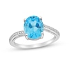 Thumbnail Image 0 of Oval Blue Topaz and Diamond Accent Ring in Sterling Silver