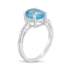 Thumbnail Image 1 of Oval Blue Topaz and Diamond Accent Ring in Sterling Silver